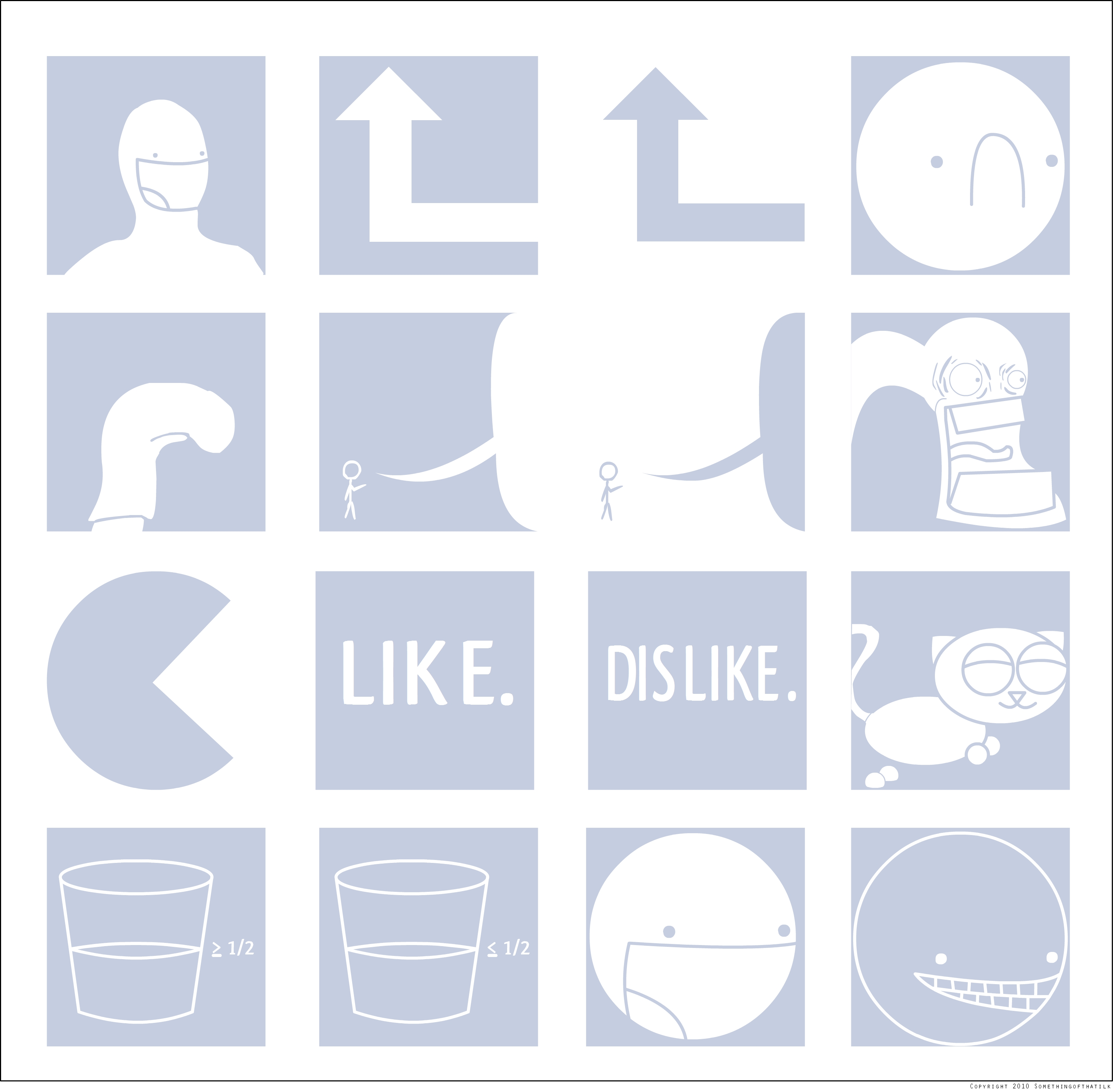 LIKE.
DISLIKE.
≥ 1/2
≤ 1/2
Copyright 2010 SomethingOfThatIlk